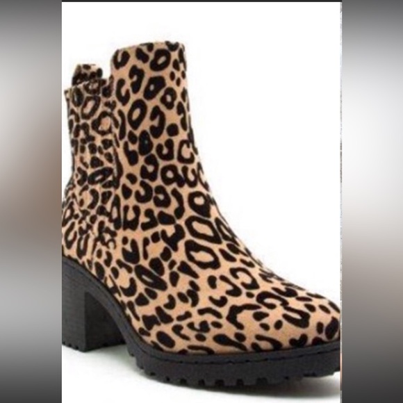 Quipid leopard animal print chunky moto boots - Picture 12 of 17